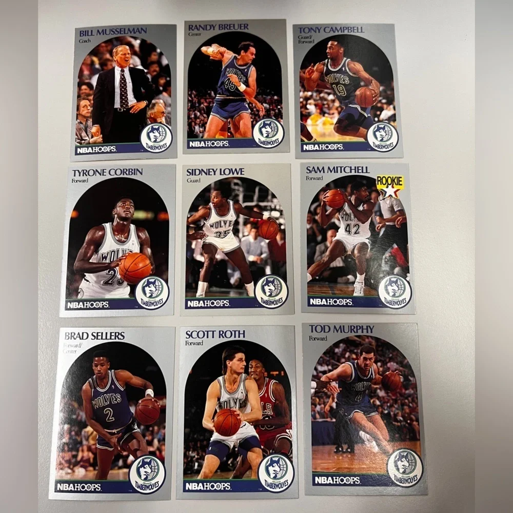 Vintage 1990-91 NBA Hoops Minnesota Timberwolves Vintage Basketball Card Set